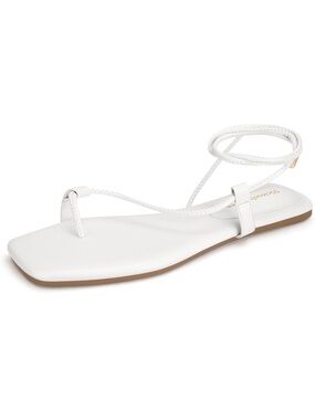 Viciously Vixen Minimal White Strappy Toe-Ring Sandal